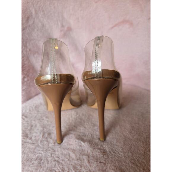 Clear plastic and nude open toe pumps by Miss Lola size 5.5 - Picture 4 of 6